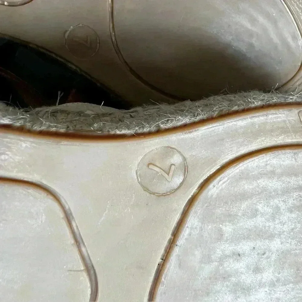 Matt Bernson beige canvas leather crias-cross straps slingback Sz‎ 7